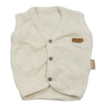 Smetanová žebrovaná vesta s nášivkou 