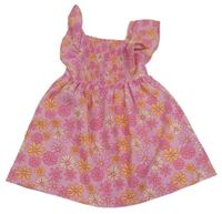 Růžovo-oranžové květované šaty Primark