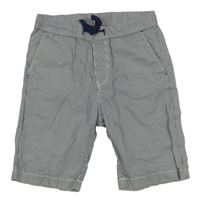 Tmavomodro-bílé pruhované plátěné kraťasy H&M
