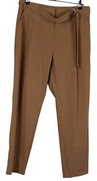 Dámské starorůžové paper bag kalhoty s páskem 