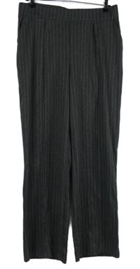 Dámské tmavošedé proužkované volné kalhoty s puky H&M