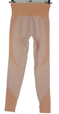 Dámské oranžové proužkované elastické sportovní legíny 