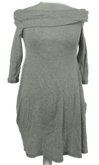 Dámské šedé úpletové šaty s komínovým límcem Primark 