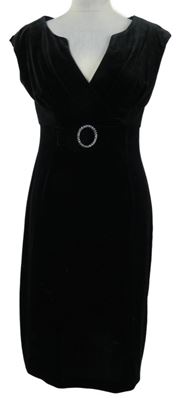 Dámské černé sametové koktejlové šaty se sponou  Connected 