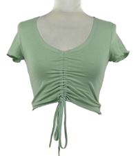 Dámské světlezelené crop tričko se stahováním Shein 