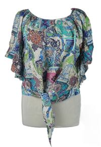 Dámská barevná vzorovaná crop halenka s uzlem Made in Italy 