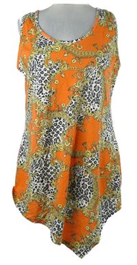 Dámský oranžovo-bílo-žlutý vzorovaný top s cípem Store Twenty One