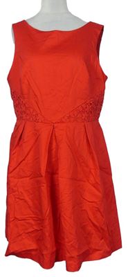 Dámské červené tečkované šaty s krajkou Oasis 