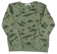 Khaki mikina s dinosaury H&M