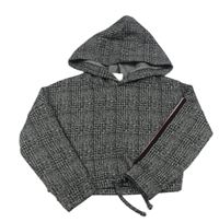 Černo-bílá crop mikina s kapucí Matalan