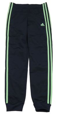 Tmavomodro-neonově zelené sportovní kalhoty s logem Adidas