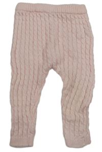 Světlerůžové pletené kalhoty