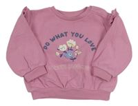 Růžová mikina s nápisem a kytičkami zn. M&S