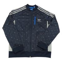 Tmavomodro-šedá vzorovaná sportovní propínací mikina Adidas