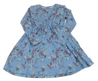 Modré květinové bavlněné šaty 