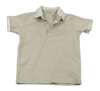 Béžovo-bílé vzorované polo tričko Next