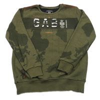 Khaki kostkovaná mikina s flíčky a nápisem