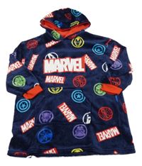 Tmavomodrá chlupatá oversize mikina s Avengers a kapucí Marvel vel.122-140