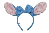 Modrá sametová čelenka s oušky