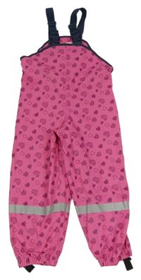 Růžové nepromokavé laclové kalhoty se srdíčky