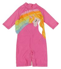Neonově růžový UV overal s duhou a jednorožcem H&M