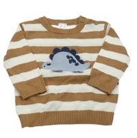 Hnědo-bílý pruhovaný svetr dinem Anko