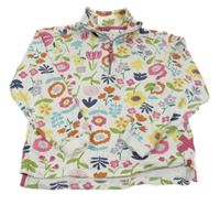 Smetanovo-barevná mikina s květinami