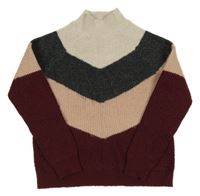 Vínovo-růžovo-barevný pruhovaný svetr Primark