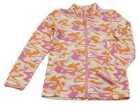 Bílo-růžovo-oranžová fleecová propínací mikina Kids