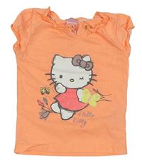 Neonově oranžové tričko s Kitty zn. C&A