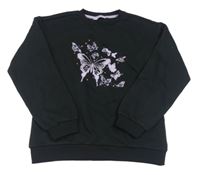 Černá mikina s motýly zn. Primark