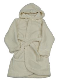 Smetanový chlupatý župan s kapucí 