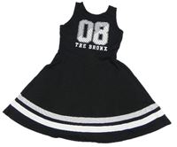 Černé šaty s číslem a pruhy H&M