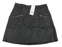 Nové - Černá koženková sukně se zipem F&F