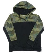 Khaki-černá mikina se vzorem a kapucí Nutmeg