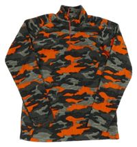 Šedo-oranžová army fleecová mikina 