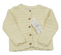 Nové - smetanový ažurový propínací svetr F&F