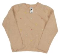 Světlerůžový chlupatý svetr s hvězdičkami C&A