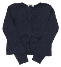 Tmavomodrý melírovaný propínací crop svetr H&M