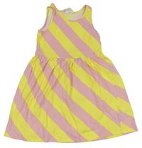 Světlerůžovo-žluté pruhované bavlněné šaty H&M