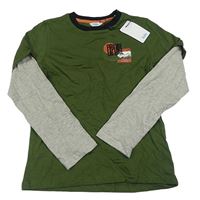 Olivovo-šedé triko s horami M&Co.