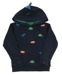 Tmavomodrá mikina s dinosaury a kapucí M&S