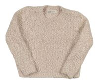 Světlerůžový žinylkový chlupatý svetr H&M