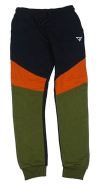 Tmavomodro-khaki-oranžové tepláky George