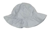 Světlemodro-bílý pruhovaný krepový klobouk s mašlí H&M