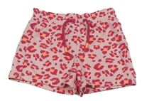 Světlerůžovo-růžovo-oranžové vzorované teplákové kraťasy zn. Matalan