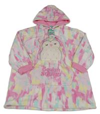 Nové - Barevná vzorovaná plyšová oversize mikina se sovou a kapucí Primark