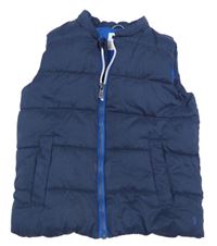 Tmvomodrá šusťáková prošívaná zateplená vesta Okaidi