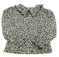 Smetanovo-černá vzorovaná halenka s límečkem Next 