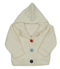 Smetanový propínací podšitý svetr s kapucí Lupilu 